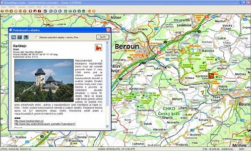 Zobrazení informací k zajímavému místu na mapě