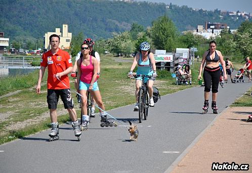 Páteřní Modřanská stezka v Praze o víkendech praská ve švech. Oblíbili si ji nejen cyklisté, ale také in-line bruslaři.