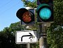 Světelné upozornění na křížení provozu cyklistů naprosto běžné např. v sousedním Německu (Freiburg)